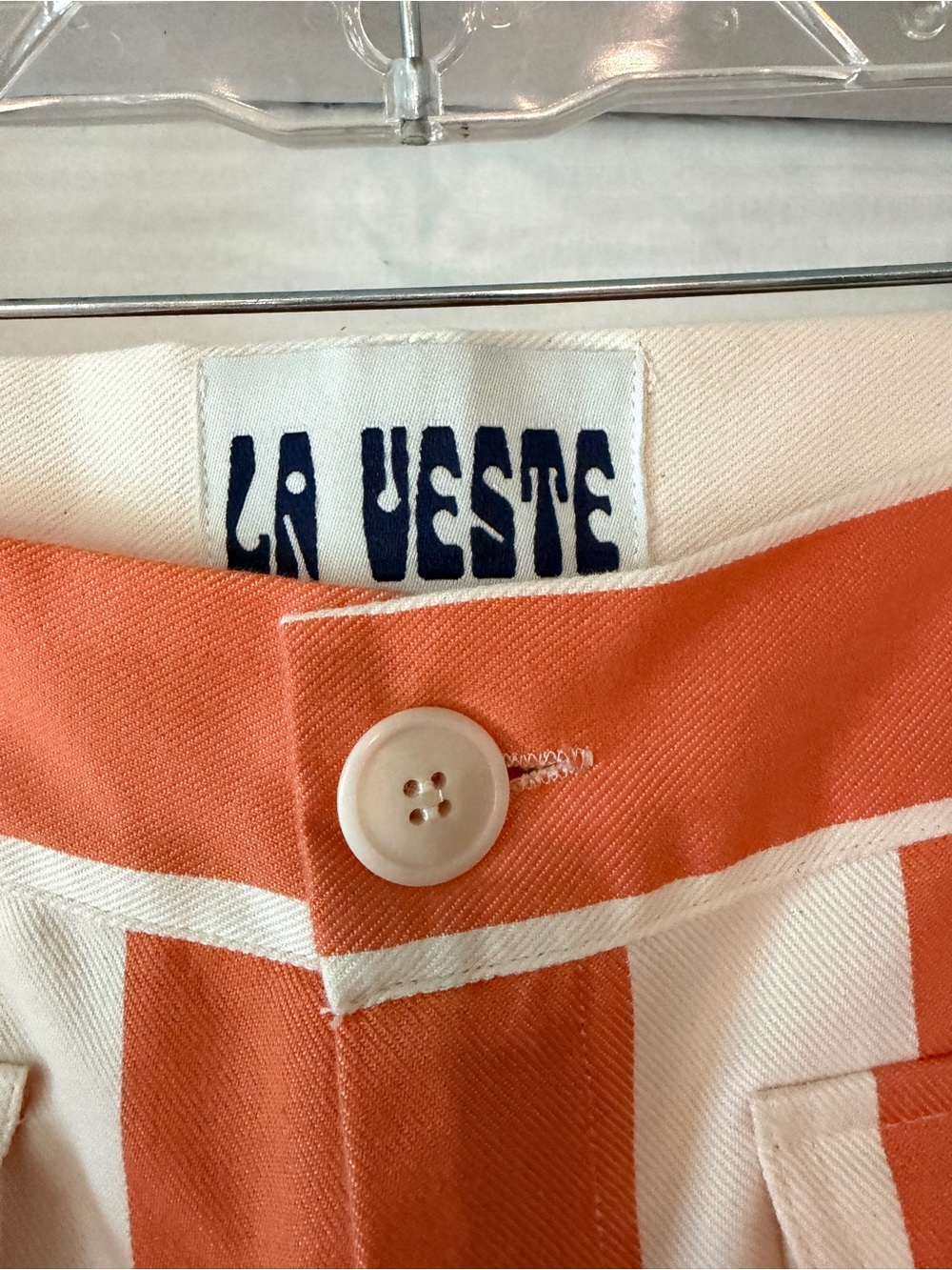 La Veste Parasol Pants Orange & Cream Striped Wide-Leg Pants, XL - Picture 2 of 6